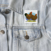 Wyandotte: Golden-laced Paar Vierkante Button 5,1 Cm (In situ)