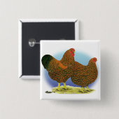 Wyandotte: Golden-laced Paar Vierkante Button 5,1 Cm (Voorkant /achterkant)