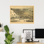 Wyandotte, MI Panorama Map - 1896 Poster (Thuiskantoor)