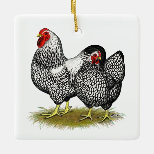 Wyandotte: Silver Pair Keramisch Ornament (Voorkant)