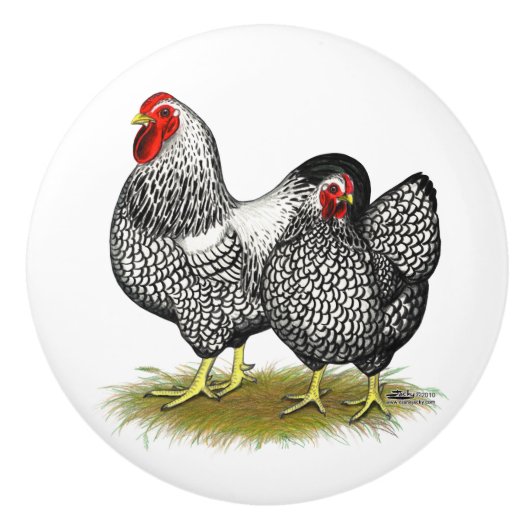 Wyandotte:  Silver Pair Keramische Knop (Voorkant)