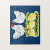 Wyandotte Witte Kippenfamilie Legpuzzel (Verticaal)
