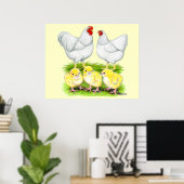 Wyandotte Witte Kippenfamilie Poster (Thuiskantoor)