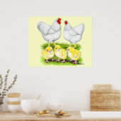 Wyandotte Witte Kippenfamilie Poster (Keuken)