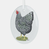 Wyandotte: Zilverlaced hout Glas Ornament (Voorkant links)