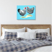 Wyandottes Silver-laced Pair Canvas Afdruk (Insitu (Slaapkamer))