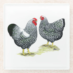 Wyandottes Silver-laced Pair Glazen Onderzetter