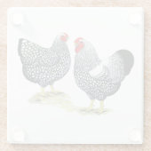 Wyandottes Silver-laced Pair Glazen Onderzetter (Achterkant)