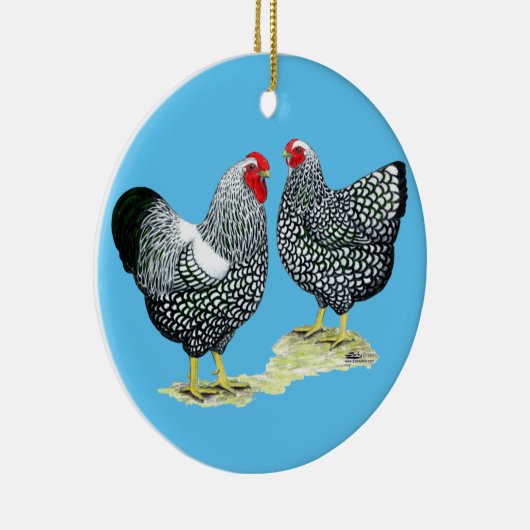 Wyandottes Silver-laced Pair Keramisch Ornament (Rechts)