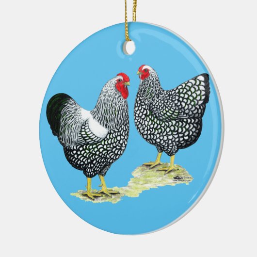 Wyandottes Silver-laced Pair Keramisch Ornament (Links)