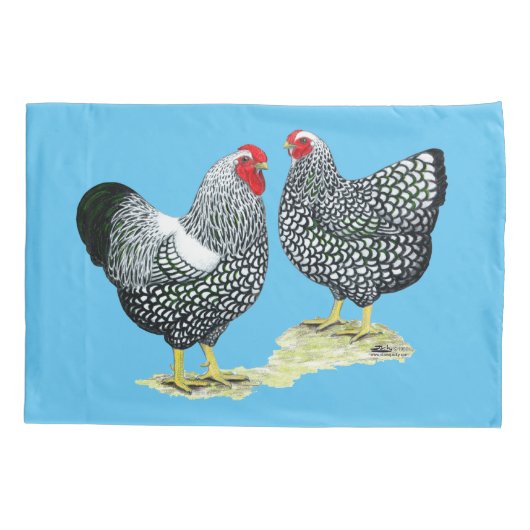 Wyandottes Silver-laced Pair Kussensloop (Achterkant)