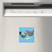 Wyandottes Silver-laced Pair Magneet (Insitu (Vaatwasser))