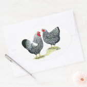 Wyandottes Silver-laced Pair Ovale Sticker (Envelop)