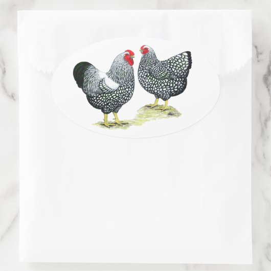 Wyandottes Silver-laced Pair Ovale Sticker (Tas)