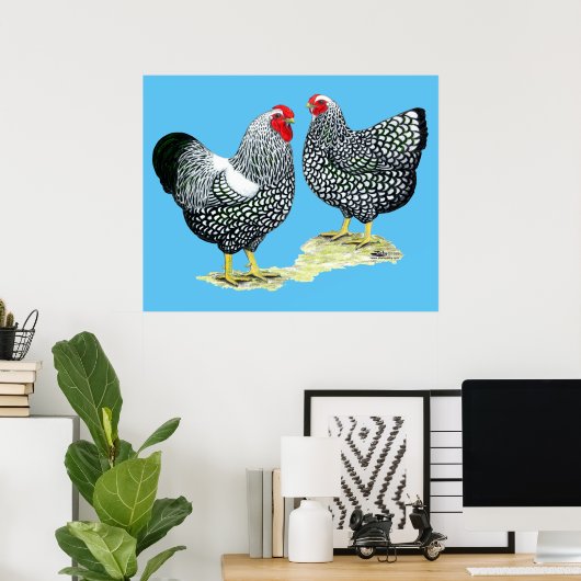 Wyandottes Silver-laced Pair Poster (Thuiskantoor)