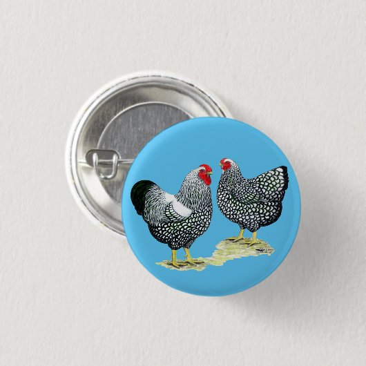 Wyandottes Silver-laced Pair Ronde Button 3,2 Cm (Voorkant /achterkant)