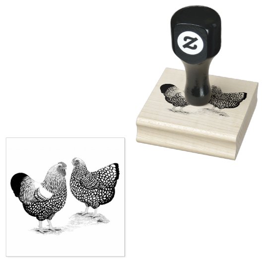 Wyandottes Silver-laced Pair Rubberstempel (Gestempeld)