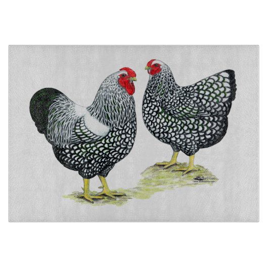 Wyandottes Silver-laced Pair Snijplank (Voorkant)
