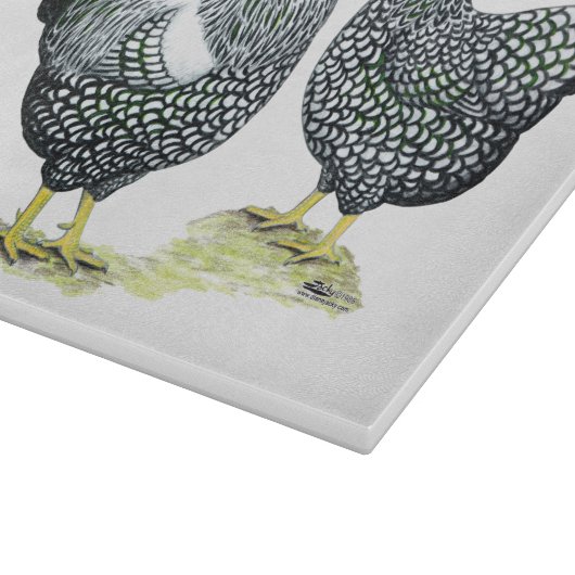 Wyandottes Silver-laced Pair Snijplank (Hoek)