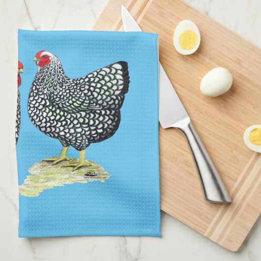 Wyandottes Silver-laced Pair Theedoek (Quarter Fold)