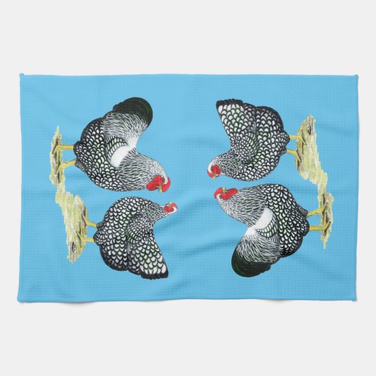 Wyandottes Silver-laced Pair Theedoek (Horizontaal)