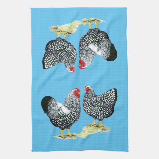 Wyandottes Silver-laced Pair Theedoek (Verticaal)
