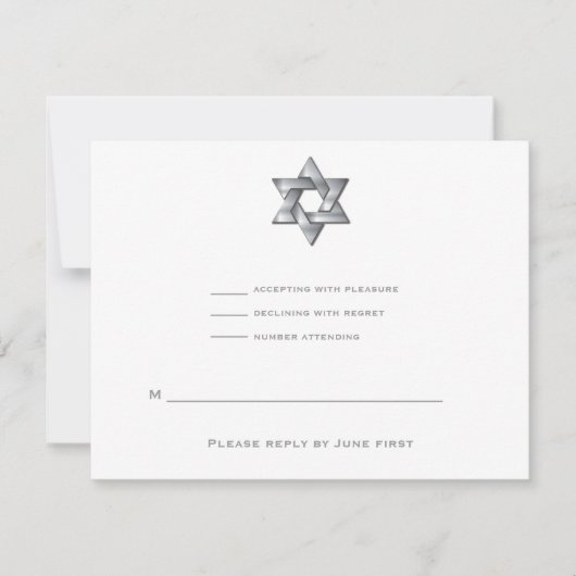Wyatt Bar Mitzvah Uitnodiging Jewish Star RSVP (Voorkant)