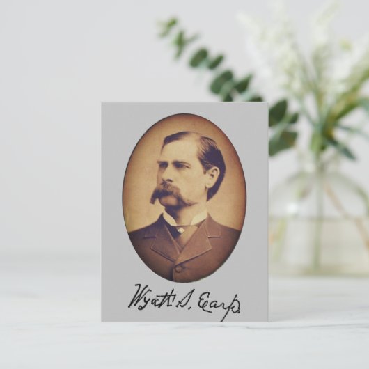 Wyatt Earp Portrait and Signature Briefkaart (Staand voorkant)