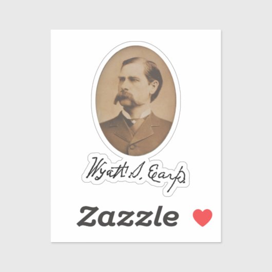 Wyatt Earp Portrait and Signature Sticker (Vel)