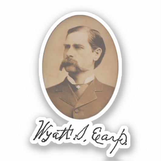 Wyatt Earp Portrait and Signature Sticker (Voorkant)