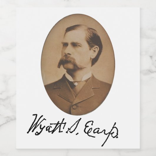 Wyatt Earp Portrait and Signature Wijn Etiket (Enkel label)