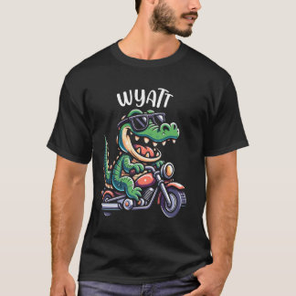 Wyatt Funny Alligator Motorcycle Design voor jonge T-shirt