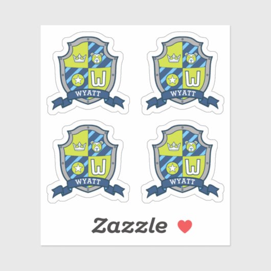 Wyatt initiaal letter W aangepaste naam beer crest Sticker (Vel)