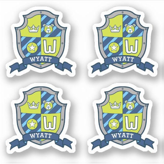 Wyatt initiaal letter W aangepaste naam beer crest Sticker (Voorkant)