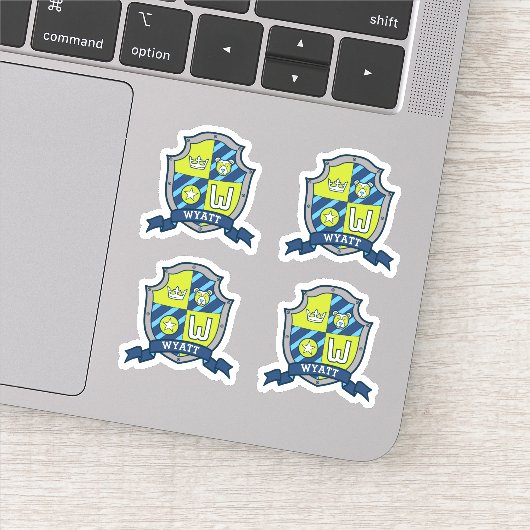 Wyatt initiaal letter W aangepaste naam beer crest Sticker (Detail)