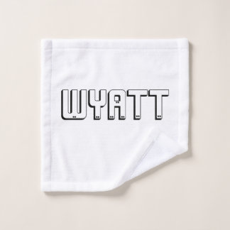 Wyatt naam in blokletters, washandje