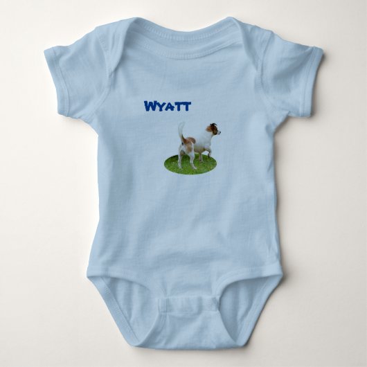Wyatt Naam Met Fox Terrier, Baby Bodysuit (Voorkant)