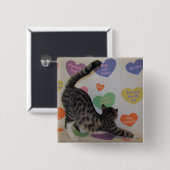 Wyatt's Valentijnsdag - Cat Conversation Hearts Vierkante Button 5,1 Cm (Voorkant /achterkant)
