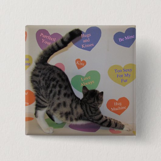 Wyatt's Valentijnsdag - Cat Conversation Hearts Vierkante Button 5,1 Cm (Voorkant)