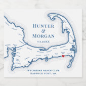 Wychmere Beach Club Harwich Port bruiloft Sparkling Wijnetiket (Enkel label)