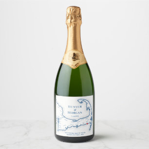 Wychmere Beach Club Harwich Port bruiloft Sparkling Wijnetiket