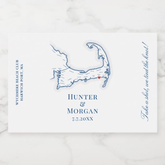 Wychmere Beach Club Harwich Port Wedding Nip Likeurfles Etiket (Enkel label)