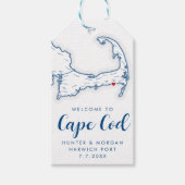 Wychmere Beach Club Modern Navy Bruiloft Welkom Cadeaulabel (Voorkant)