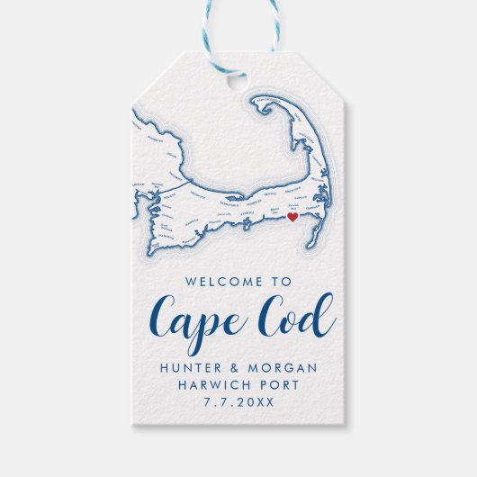 Wychmere Beach Club Modern Navy Bruiloft Welkom Cadeaulabel (Voorkant)