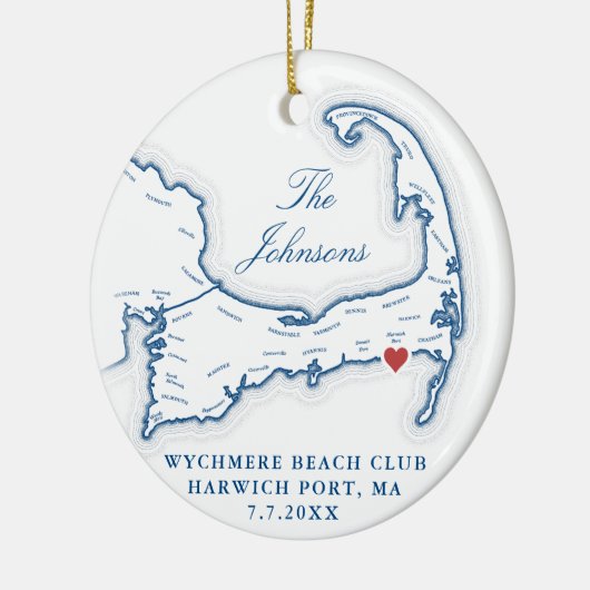 Wychmere Beach Club trouwfoto eerste kerst Keramisch Ornament (Links)
