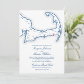 Wychmere Beach Club Trouwuitnodiging | Cape Cod Kaart (Staand voorkant)
