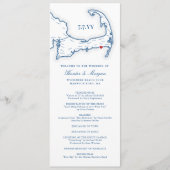 Wychmere Cape Cod Navy Bestemming Bruiloft Programmakaart (Voorkant)