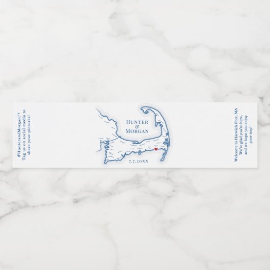 Wychmere Harwich Port MA Bruiloft Waterfles Etiket (Enkel label)