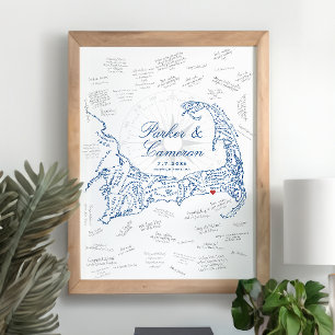 Wychmere Huwelijks Kaart Kaap Cod Gastboek Poster