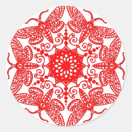 Wycinanka Moth Pattern Ronde Sticker (Voorkant)